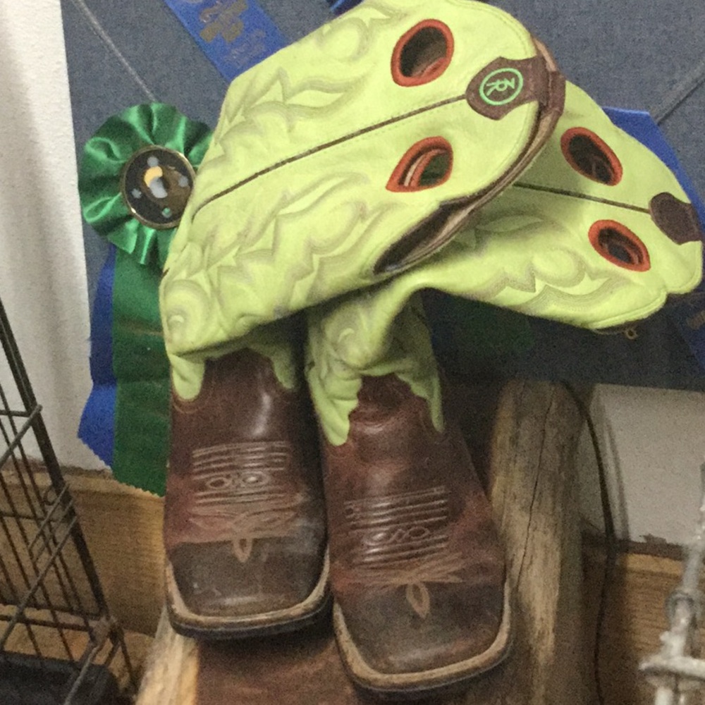 Tony lama buckaroo cowboy rodeo cowgirl festival boots tall ranch horse riding - Picture 9 of 14